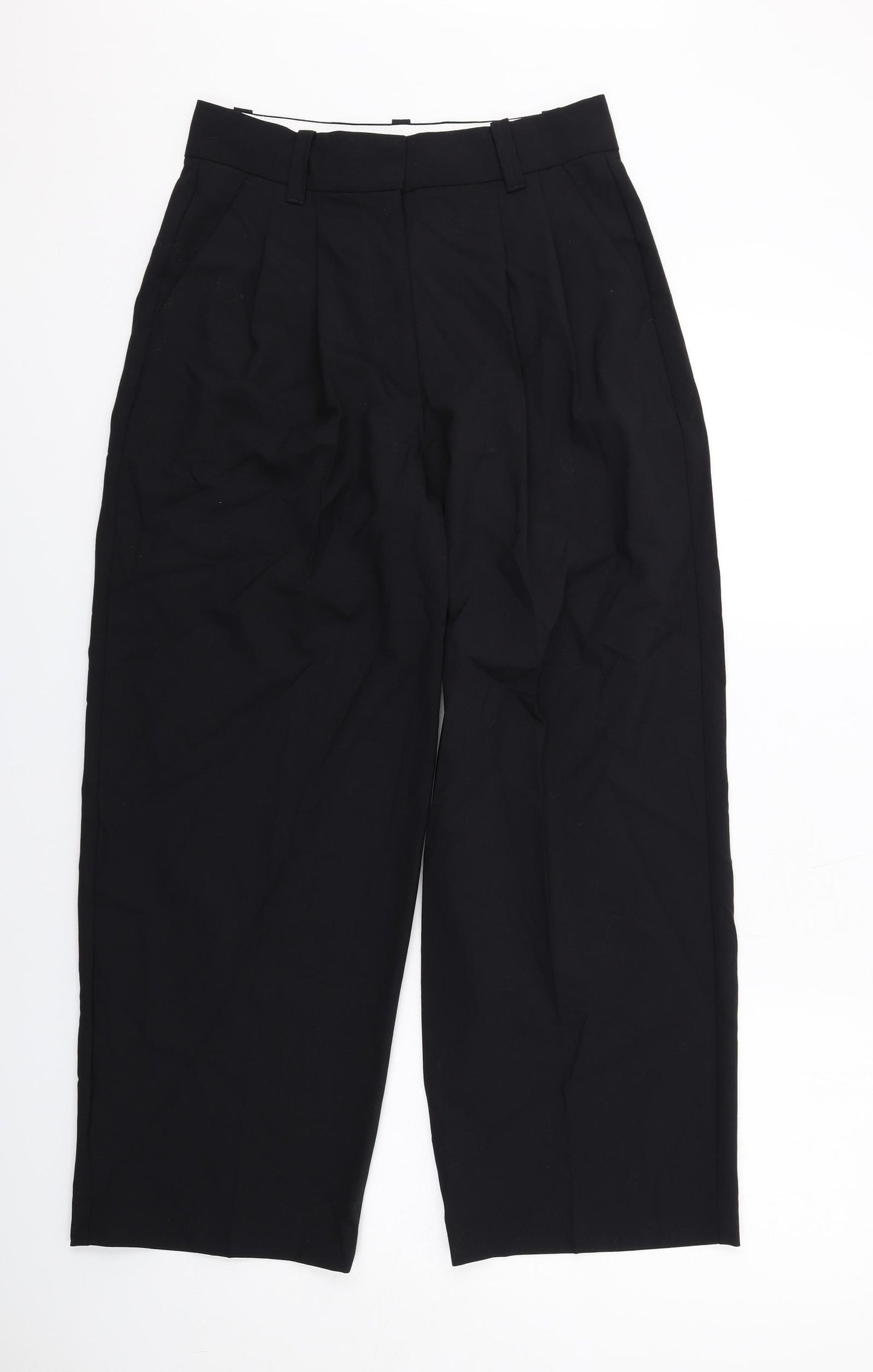 Marks and Spencer Womens Black Polyester Trousers Size 10 L28 in Regular Zip