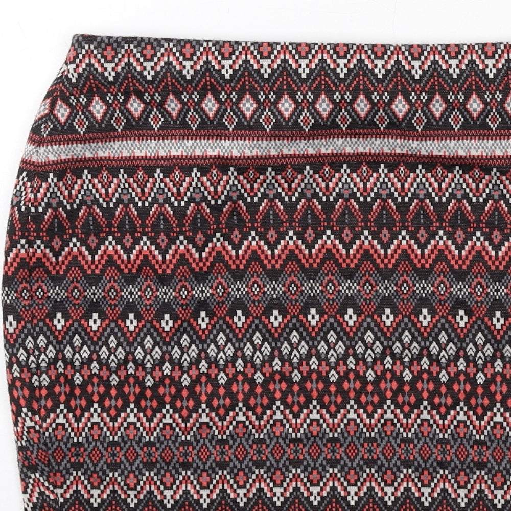 New Look Womens Multicoloured Geometric Polyester Bandage Skirt Size 12