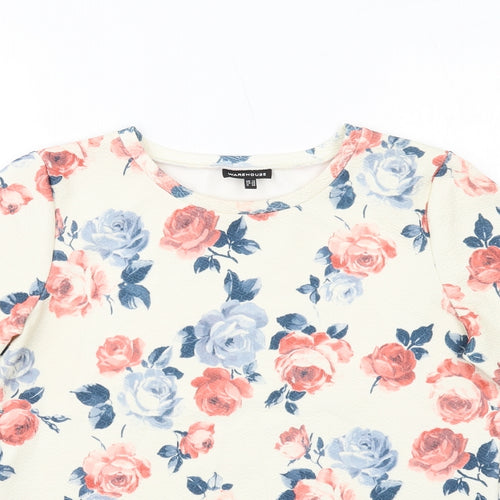 Warehouse Womens Multicoloured Floral Polyester Basic Tank Size 12 Round Neck