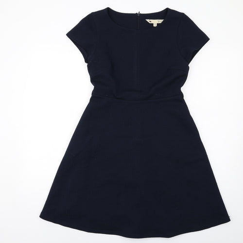 Yumi Womens Blue Polyester A-Line Size 10 Round Neck Zip