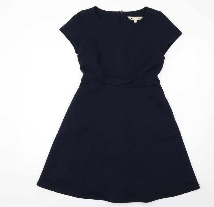 Yumi Womens Blue Polyester A-Line Size 10 Round Neck Zip