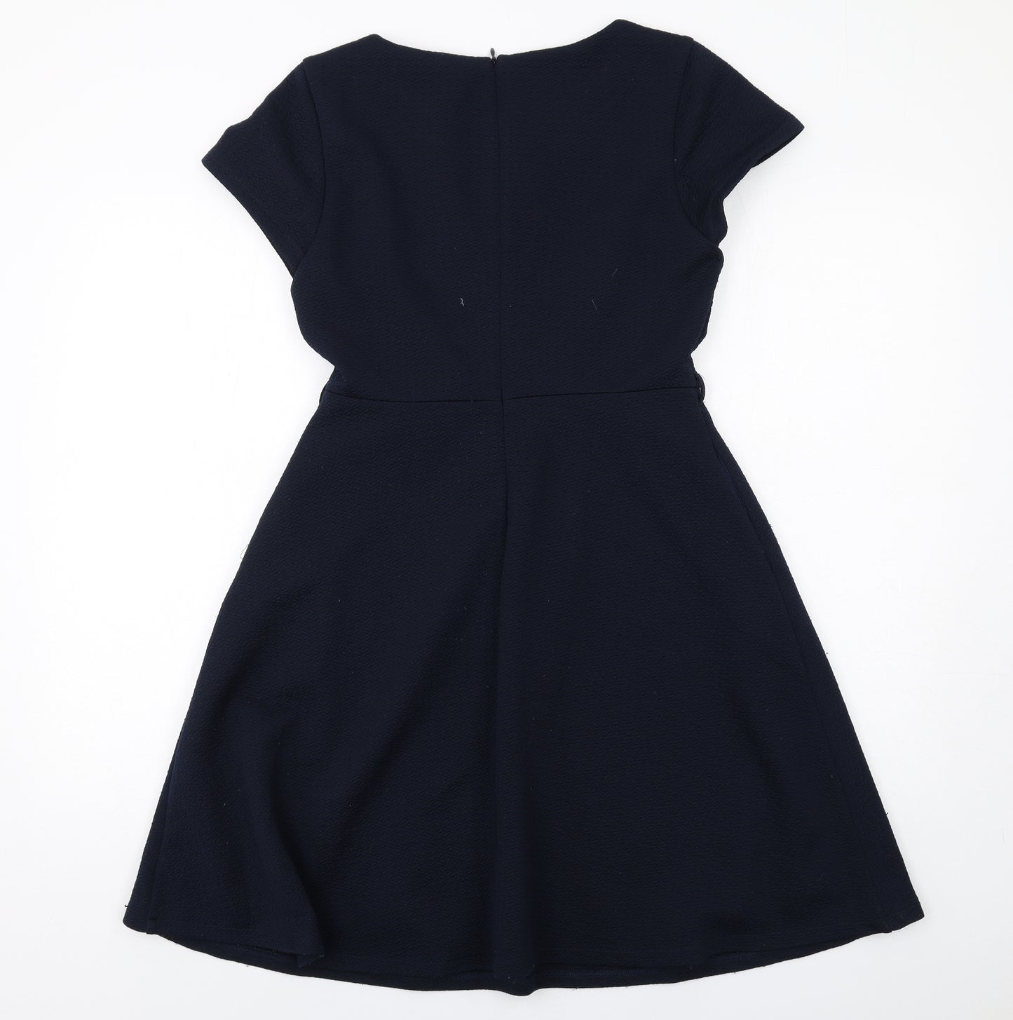 Yumi Womens Blue Polyester A-Line Size 10 Round Neck Zip