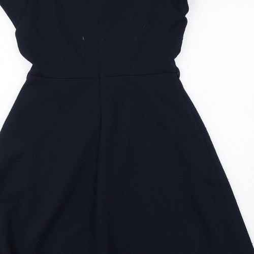 Yumi Womens Blue Polyester A-Line Size 10 Round Neck Zip