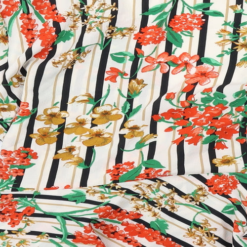 Zara Womens Multicoloured Floral Polyester Wrap Blouse Size L V-Neck