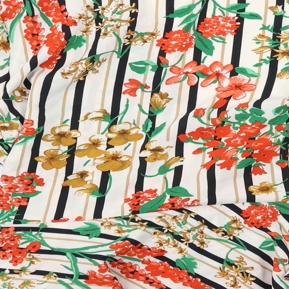 Zara Womens Multicoloured Floral Polyester Wrap Blouse Size L V-Neck