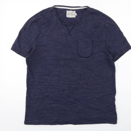 Topman Mens Blue Cotton T-Shirt Size L Crew Neck