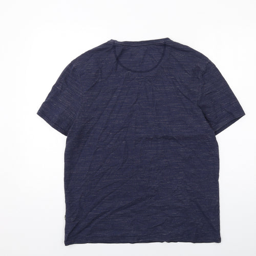Topman Mens Blue Cotton T-Shirt Size L Crew Neck