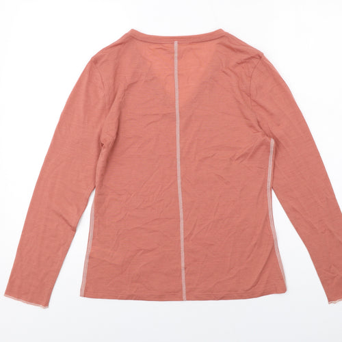 Per Una Womens Pink Polyester Basic T-Shirt Size 10 V-Neck - Contrast Stitching