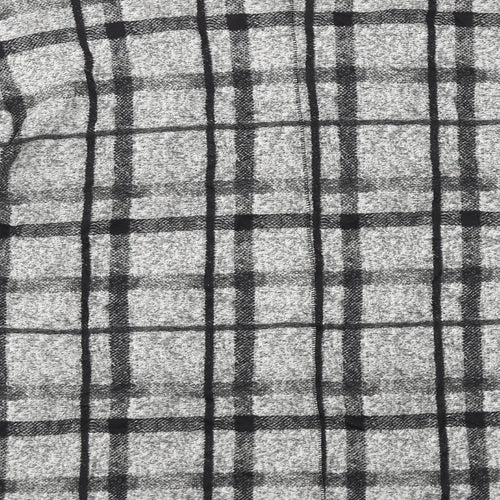 Marks and Spencer Womens Grey Plaid Cotton Basic T-Shirt Size 12 Boat Neck