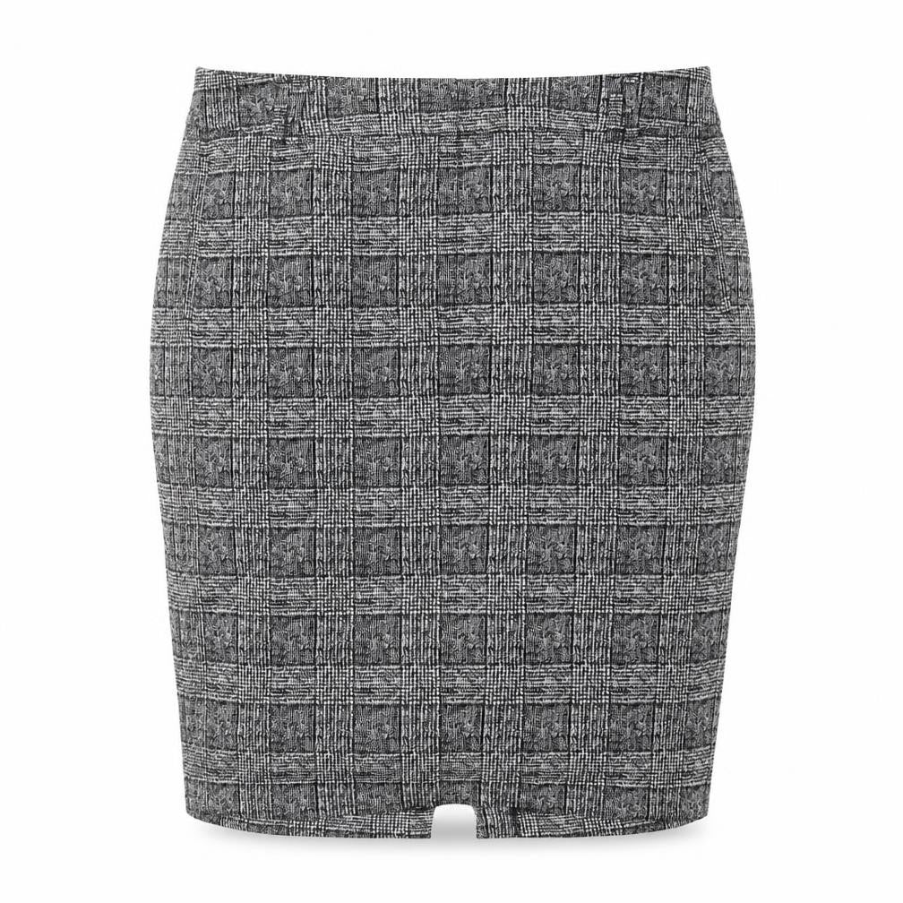 Marks and Spencer Womens Grey Plaid Polyester Straight & Pencil Skirt Size 16 Zip
