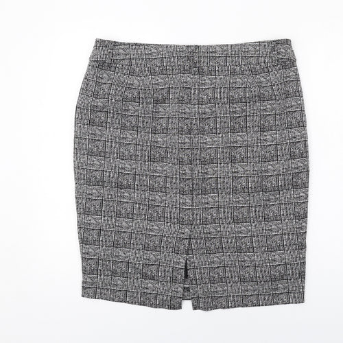 Marks and Spencer Womens Grey Plaid Polyester Straight & Pencil Skirt Size 16 Zip