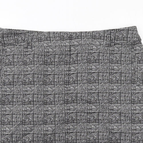 Marks and Spencer Womens Grey Plaid Polyester Straight & Pencil Skirt Size 16 Zip