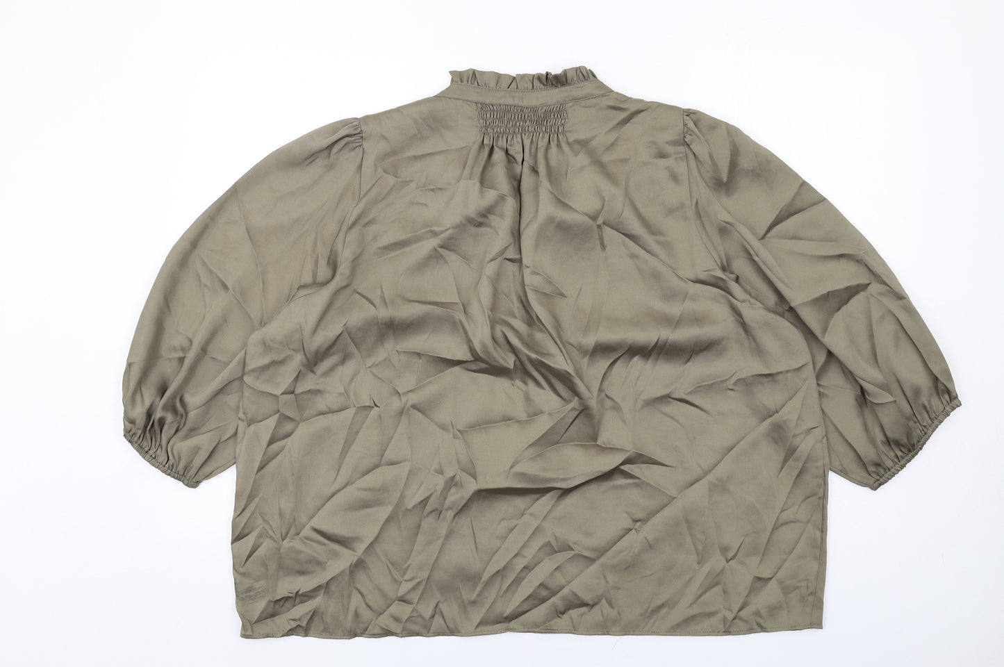 Marks and Spencer Womens Green Polyester Basic Blouse Size 20 Mock Neck