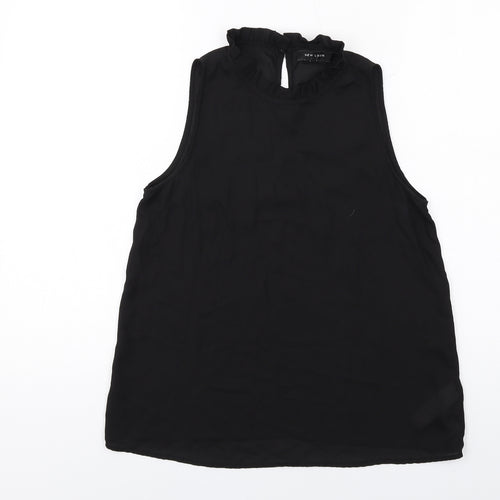 New Look Womens Black Polyester Basic Blouse Size 8 Mock Neck