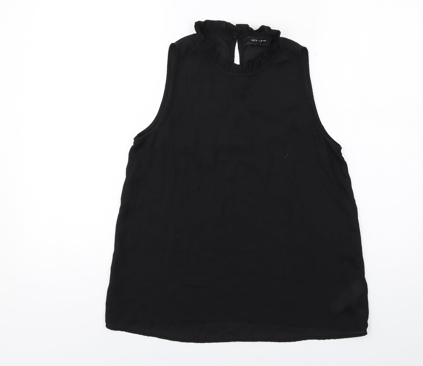 New Look Womens Black Polyester Basic Blouse Size 8 Mock Neck