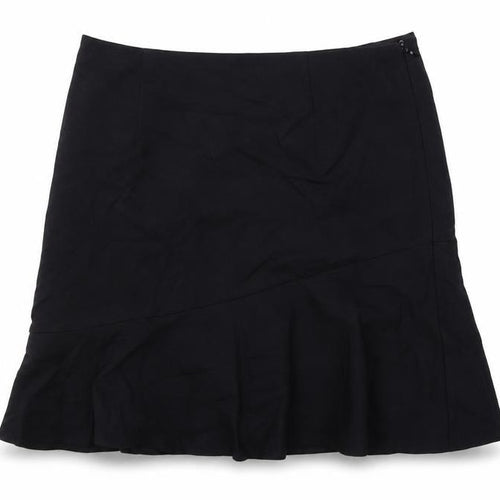 Marks and Spencer Womens Black Viscose Swing Skirt Size 10 Zip