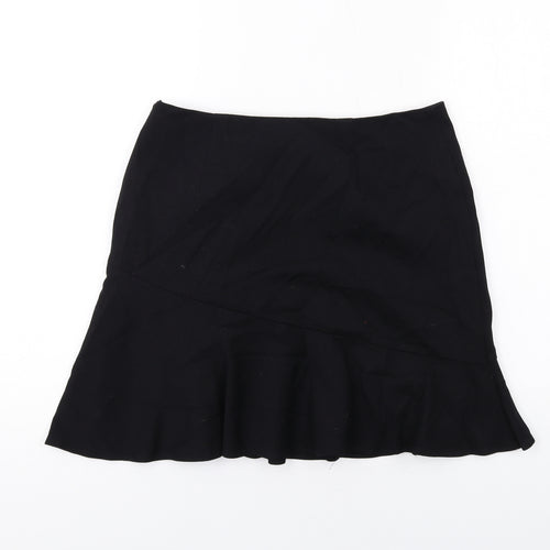 Marks and Spencer Womens Black Viscose Swing Skirt Size 10 Zip