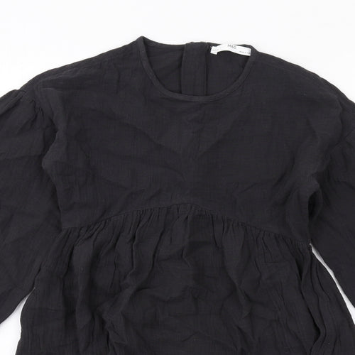 Marks and Spencer Girls Grey Cotton Trapeze & Swing Size 9-10 Years Round Neck Zip