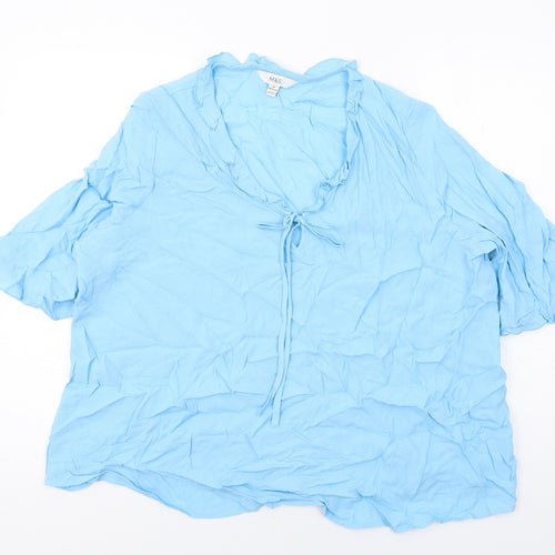 Marks and Spencer Womens Blue Viscose Basic Blouse Size 20 V-Neck