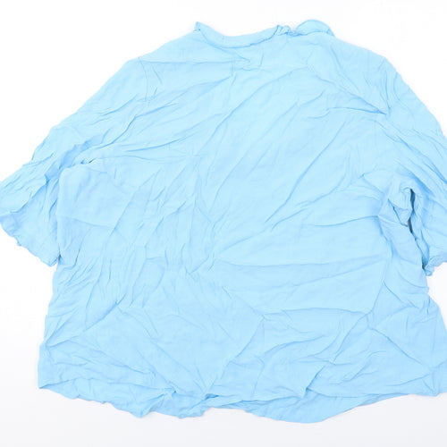 Marks and Spencer Womens Blue Viscose Basic Blouse Size 20 V-Neck