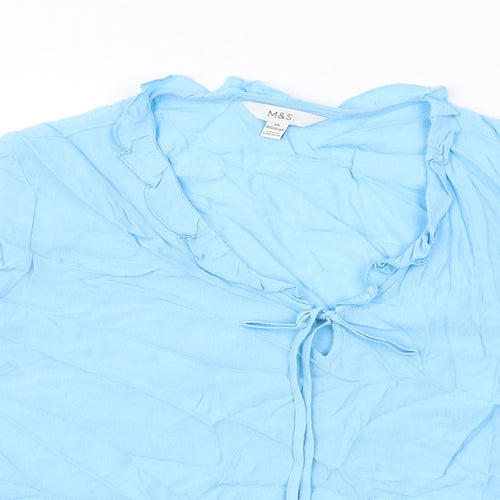 Marks and Spencer Womens Blue Viscose Basic Blouse Size 20 V-Neck