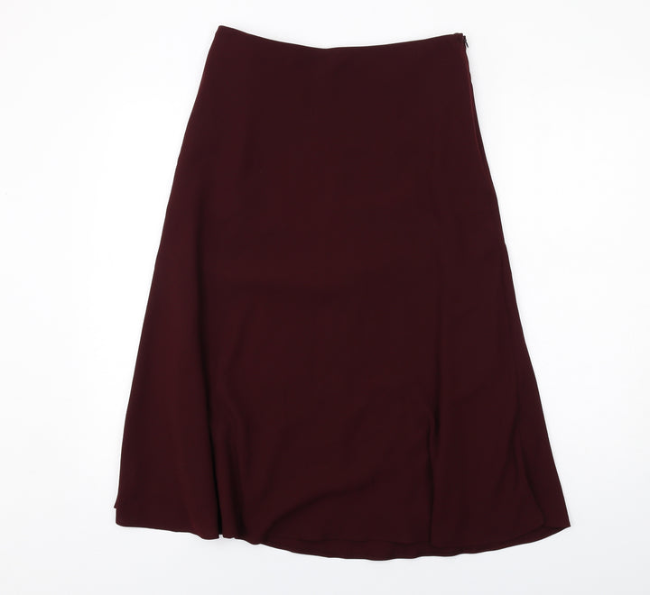 Marks and Spencer Womens Purple Polyester Swing Skirt Size 12 Zip