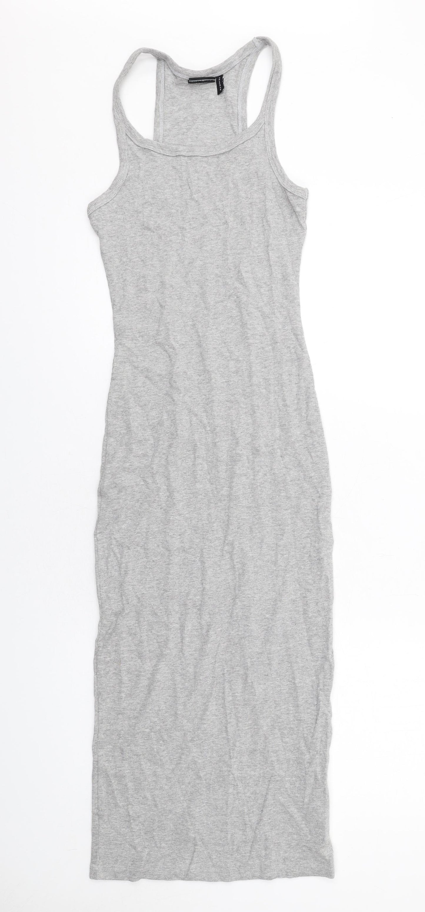 ASOS Womens Grey Cotton Maxi Size 6 Scoop Neck Pullover