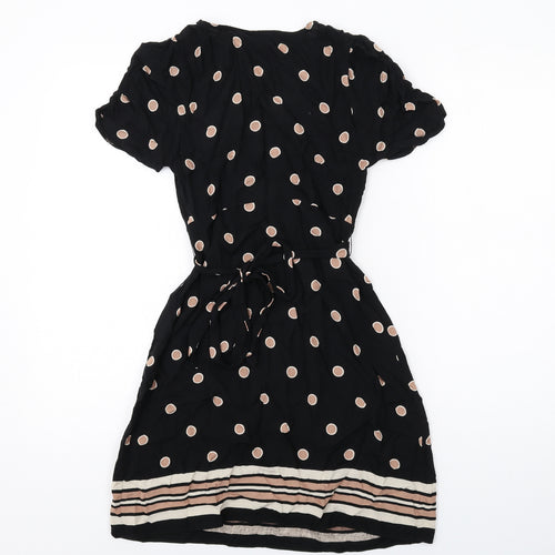 Dorothy Perkins Womens Black Polka Dot Viscose A-Line Size 6 V-Neck Pullover