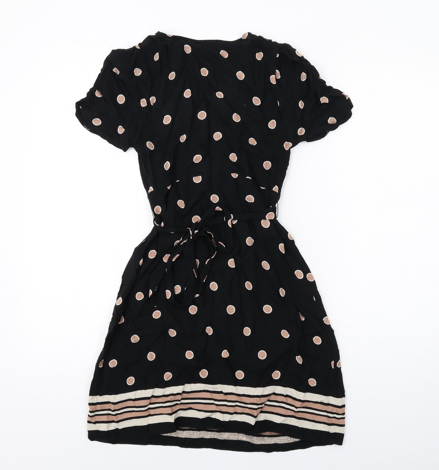 Dorothy Perkins Womens Black Polka Dot Viscose A-Line Size 6 V-Neck Pullover