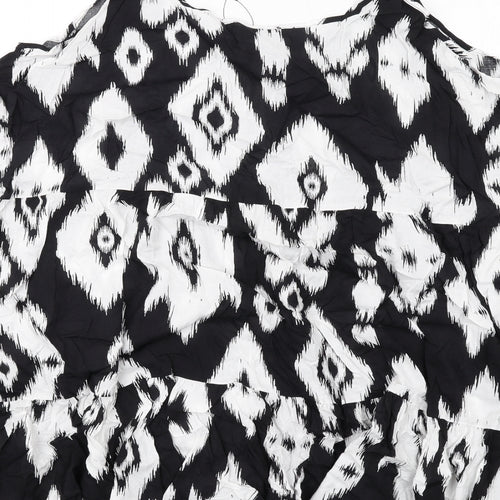 Marks and Spencer Womens Black Geometric Viscose Slip Dress Size 24 Round Neck Pullover