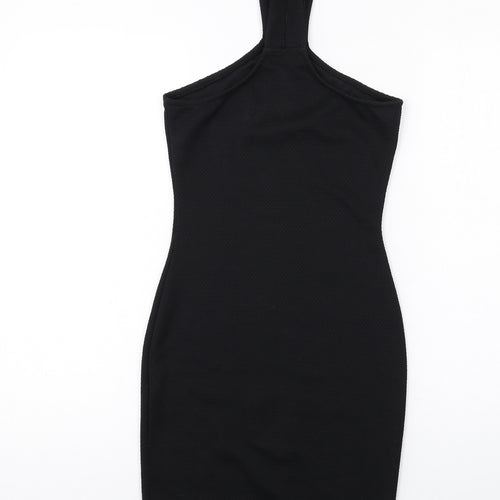 PRETTYLITTLETHING Womens Black Polyester Bodycon Size 6 V-Neck Pullover