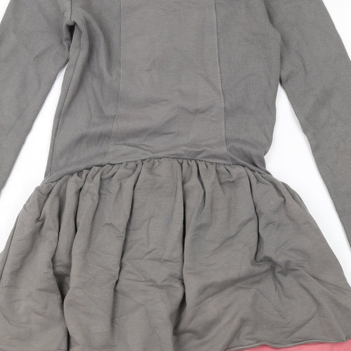 No Added Sugar Girls Grey Cotton Fit & Flare Size 11-12 Years Round Neck Pullover