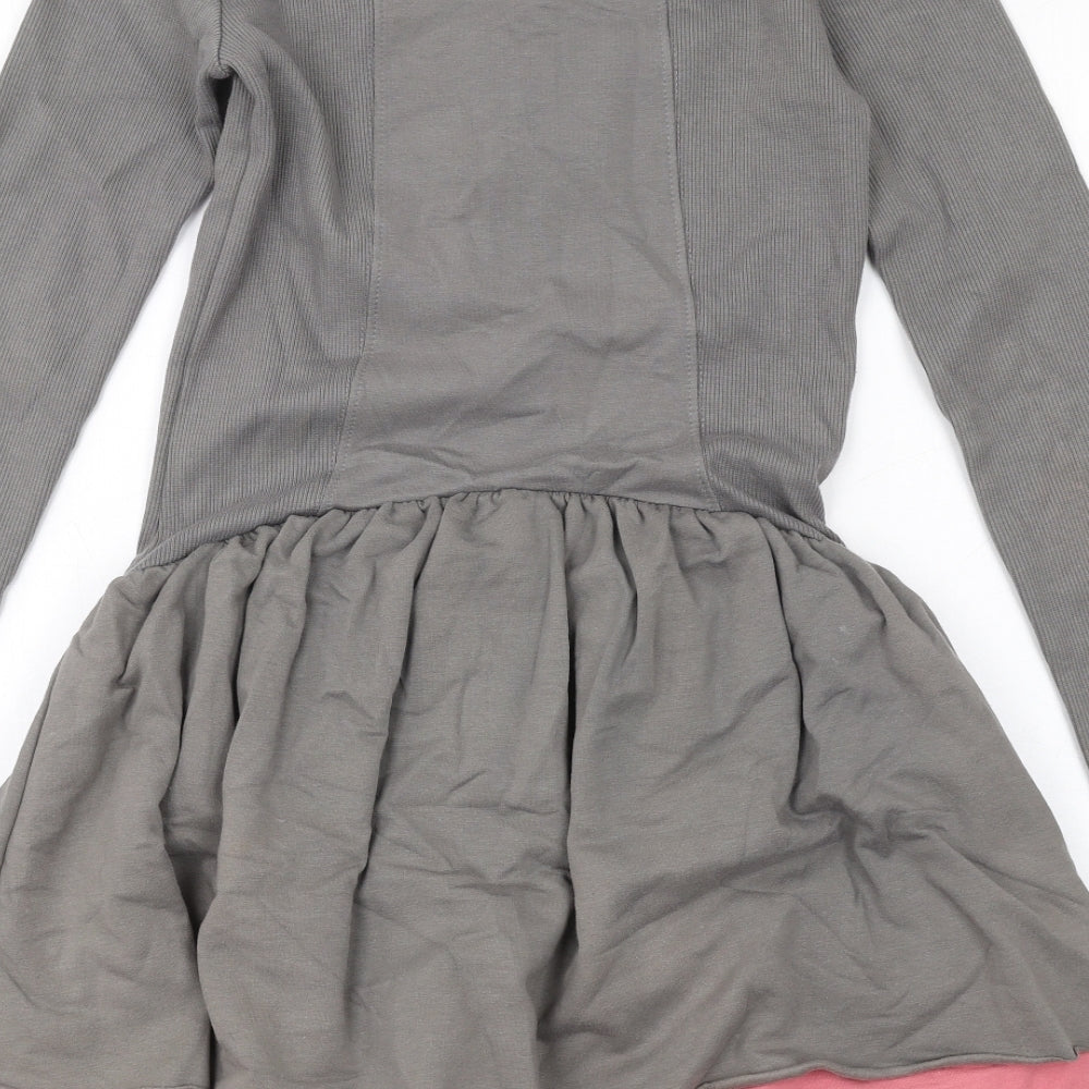 No Added Sugar Girls Grey Cotton Fit & Flare Size 11-12 Years Round Neck Pullover