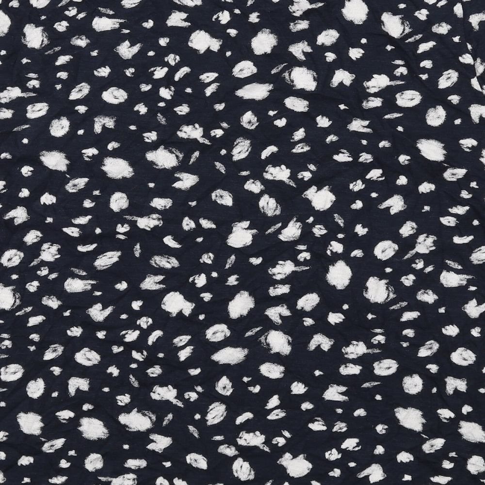 Marks and Spencer Womens Blue Geometric Cotton Basic T-Shirt Size 16 Crew Neck