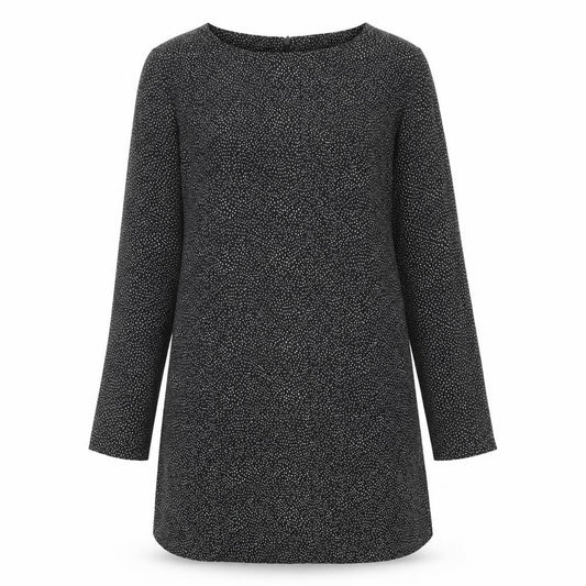 Front view of H&M women’s grey geometric polyester a-line, size UK 10, round neck zip