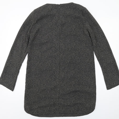 H&M Womens Grey Geometric Polyester A-Line Size 10 Round Neck Zip
