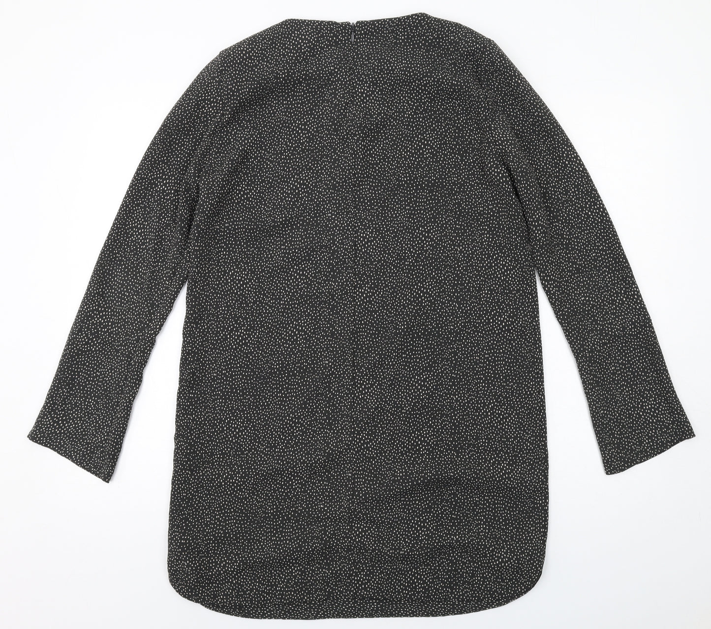 H&M Womens Grey Geometric Polyester A-Line Size 10 Round Neck Zip