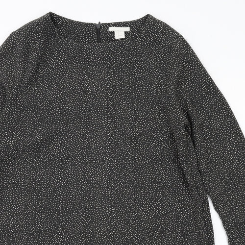 H&M Womens Grey Geometric Polyester A-Line Size 10 Round Neck Zip