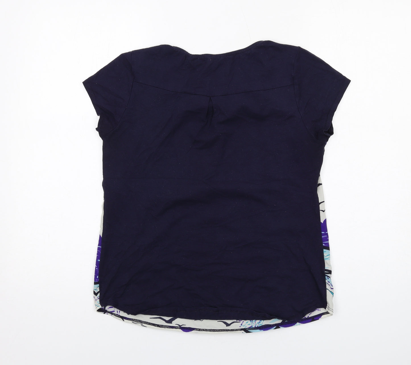 M&Co Womens Blue Geometric Polyester Basic Blouse Size 10 Round Neck