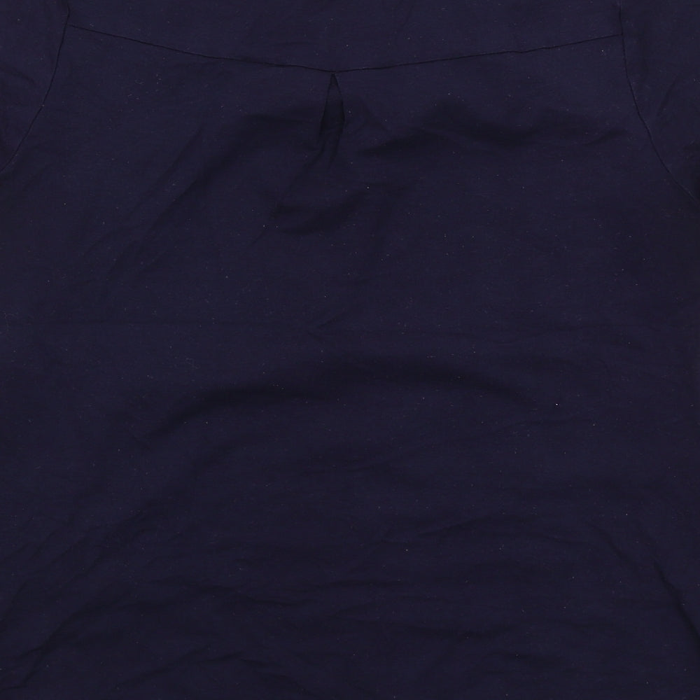 M&Co Womens Blue Geometric Polyester Basic Blouse Size 10 Round Neck