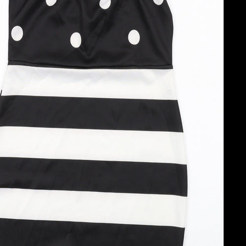 I SAW IT FIRST Womens Black Geometric Polyester Bodycon Size M Square Neck Pullover