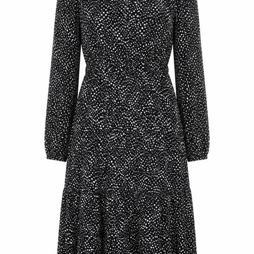 Per Una Womens Black Geometric Viscose Trapeze & Swing Size 6 V-Neck Zip