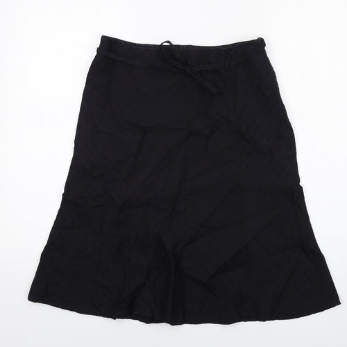 Warehouse Womens Black Cotton A-Line Skirt Size 10 Zip