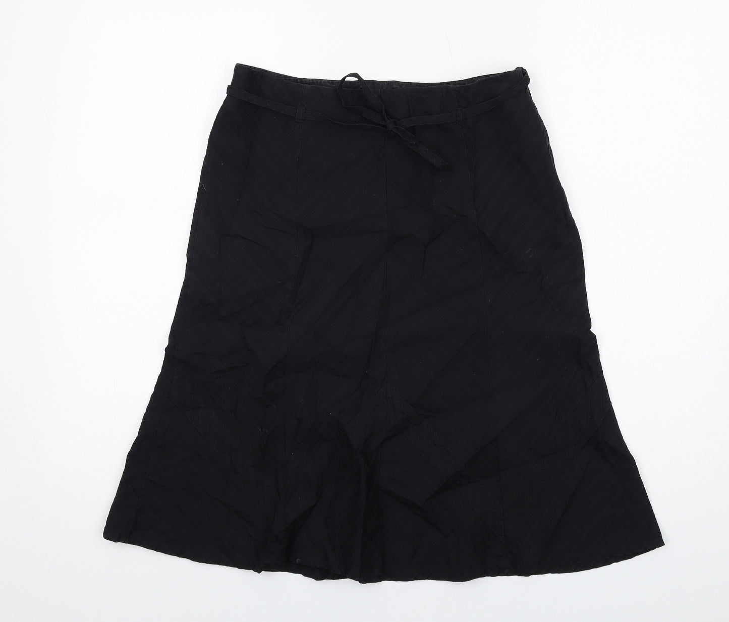 Warehouse Womens Black Cotton A-Line Skirt Size 10 Zip