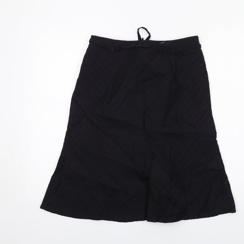 Warehouse Womens Black Cotton A-Line Skirt Size 10 Zip
