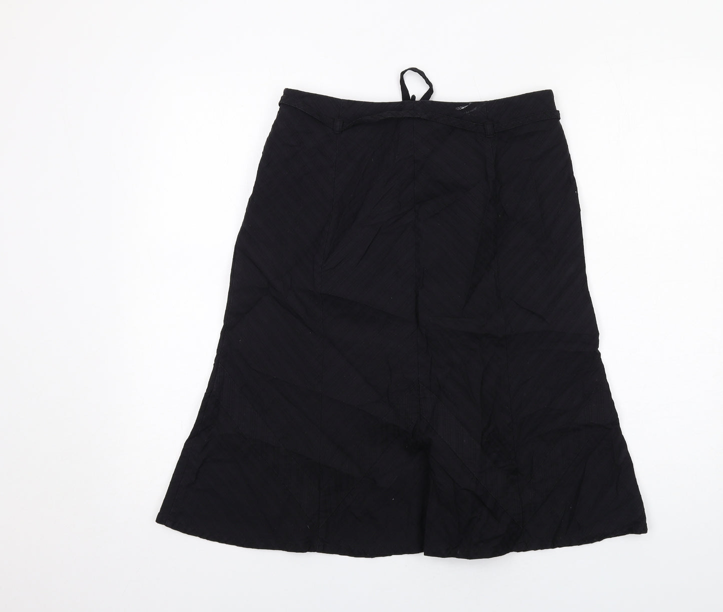 Warehouse Womens Black Cotton A-Line Skirt Size 10 Zip