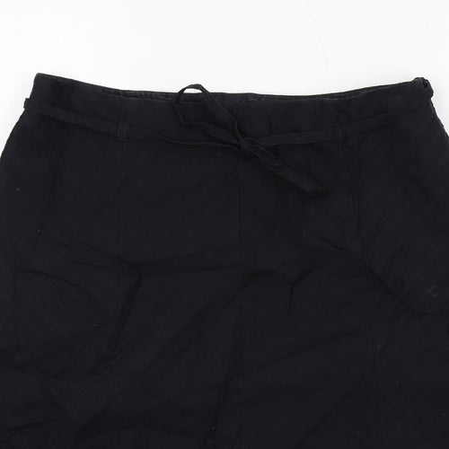 Warehouse Womens Black Cotton A-Line Skirt Size 10 Zip