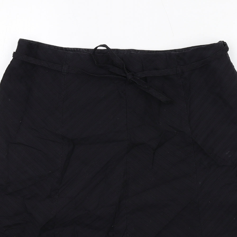 Warehouse Womens Black Cotton A-Line Skirt Size 10 Zip
