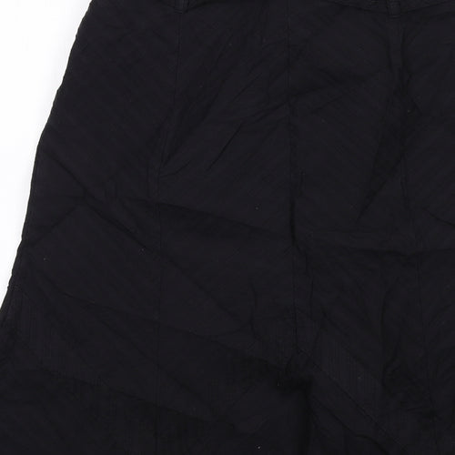 Warehouse Womens Black Cotton A-Line Skirt Size 10 Zip