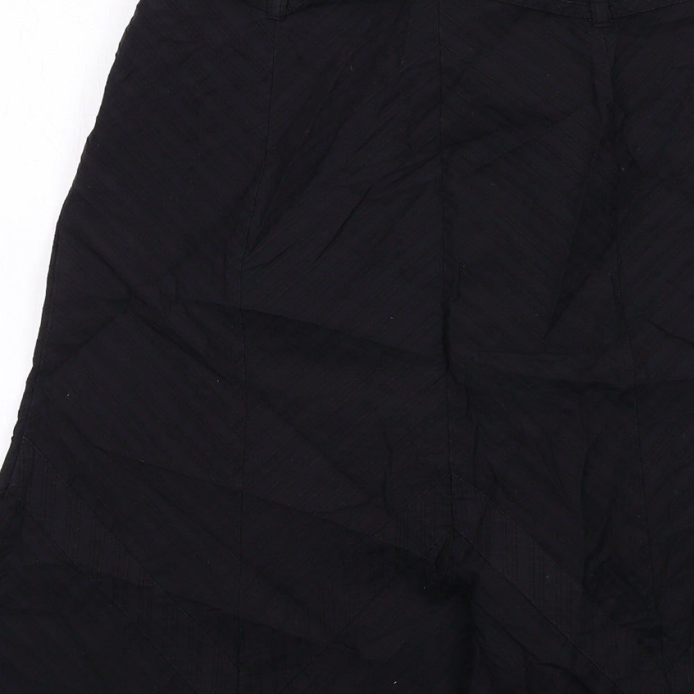 Warehouse Womens Black Cotton A-Line Skirt Size 10 Zip